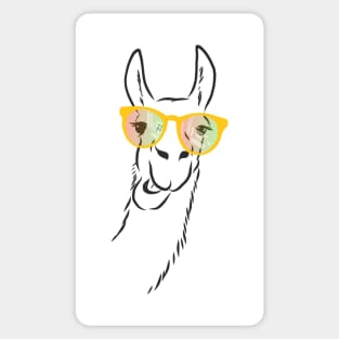 cute llama in fashionable glasses Sticker